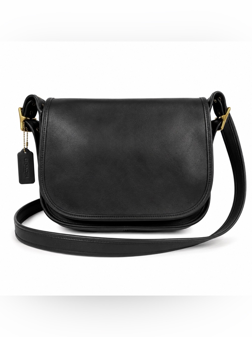 Vintage Coach Legacy Patricia 9951 Black Leather Saddle Crossbody Bag USA Era